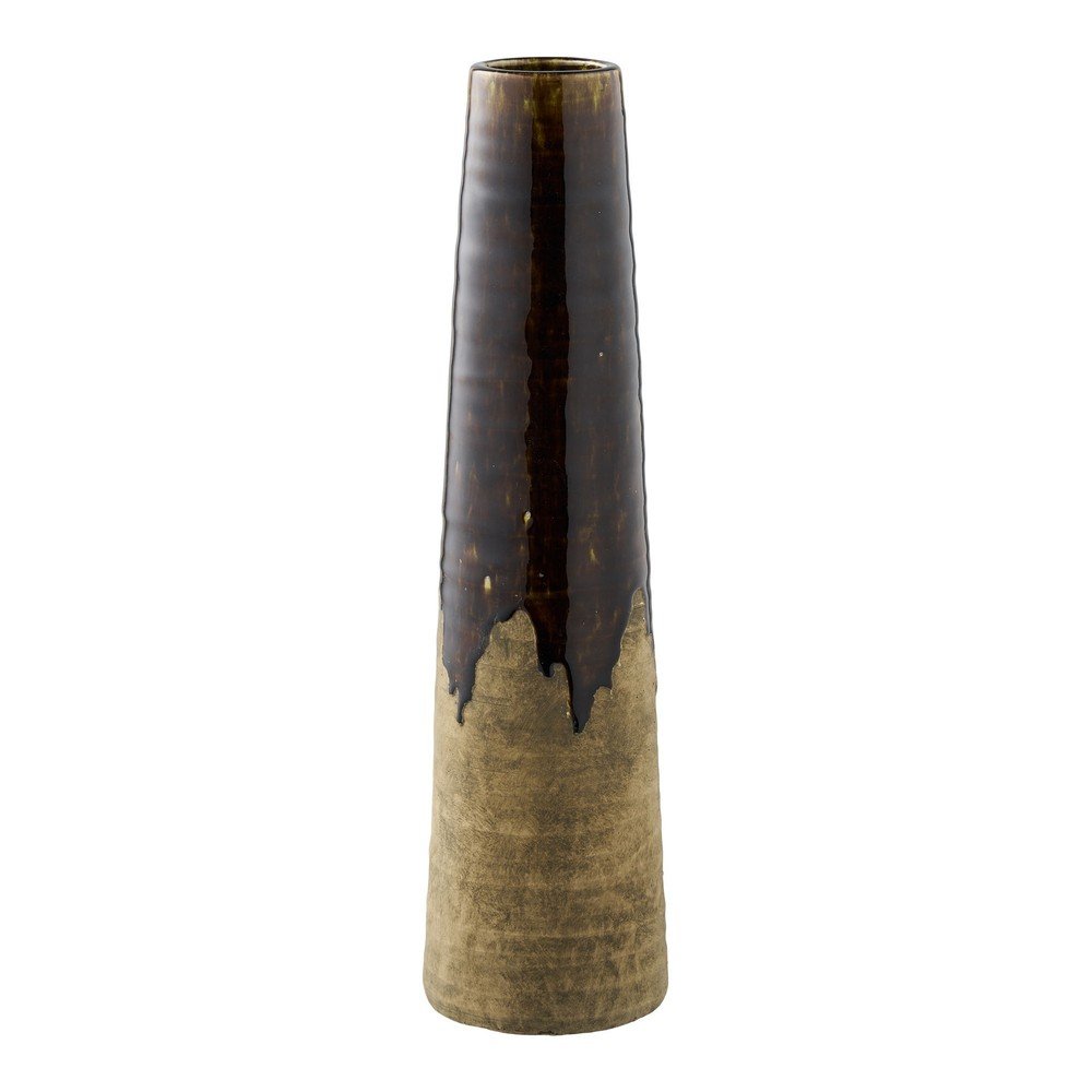 Brązowy ceramiczny wysoki wazon (wysokość 48 cm) – House Nordic