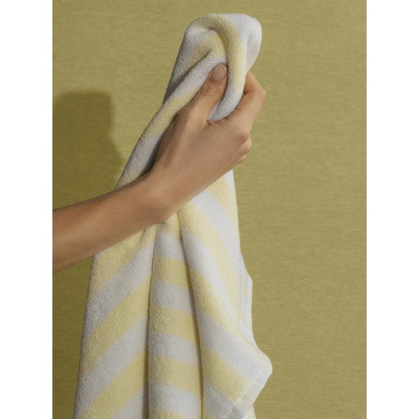 Jasnożółty/biały ręcznik kąpielowy z bawełny organicznej frotte 70x140 cm Arto – Blomus-image-1