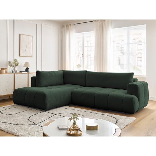 Zielony rozkładany/ze schowkiem narożnik (lewostronny/w kształcie litery L) Fuji – Bobochic Paris-image-1