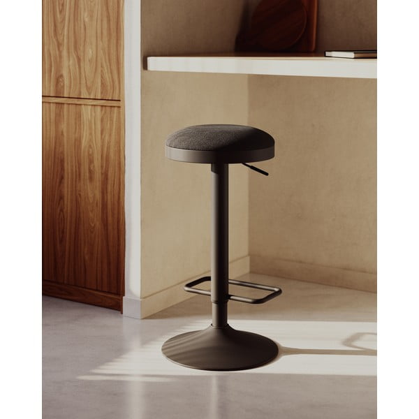 Czarne tapicerowane hokery zestaw z regulowaną wysokością 2 szt. (wysokość siedziska 53,5 cm) Zaib – Kave Home-image-1