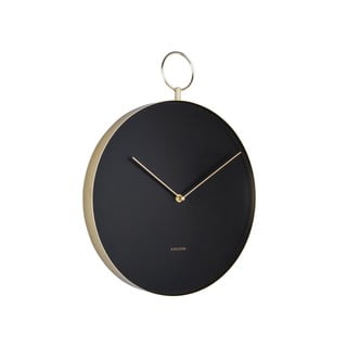 Czarny metalowy zegar ścienny Karlsson Hook, ø 34 cm