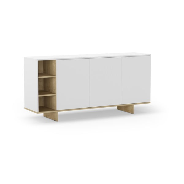 Biała niska komoda w dekorze dębu 170x80 cm Cequoia – Marckeric-image-2