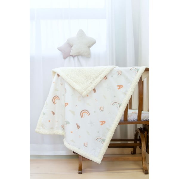 Biały koc dziecięcy z bawełny renforcé 75x100 cm Abc – Mijolnir
