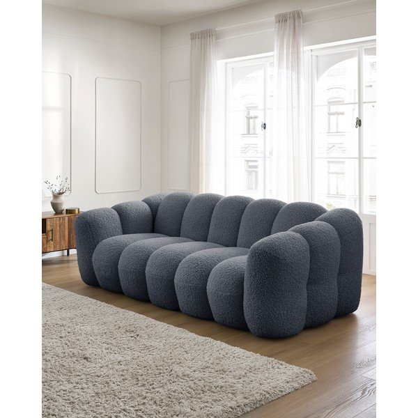 Ciemnoszara sofa z materiału bouclé 232 cm Hippolyte – Bobochic Paris-image-1