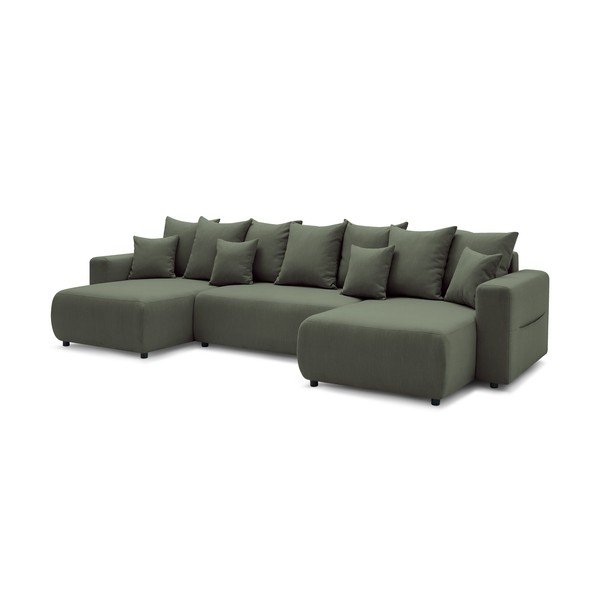 Zielona sofa rozkładana w kształcie litery U Envy – Bobochic Paris-image-3