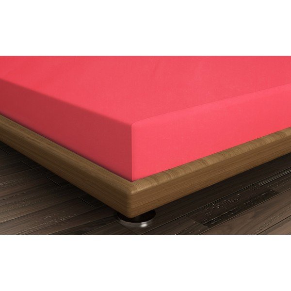 Różowe bawełniane prześcieradło z gumką 160x200 cm – Mijolnir-image-1