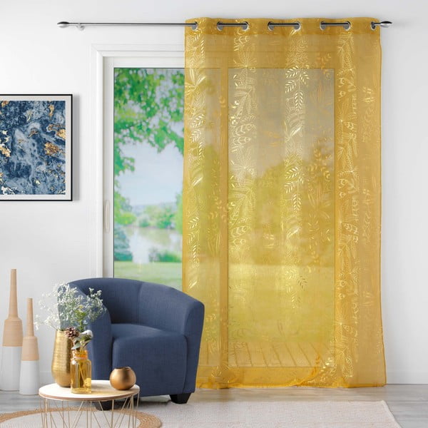Żółta firanka z woalu 140x280 cm Belflor – douceur d'intérieur-image-2
