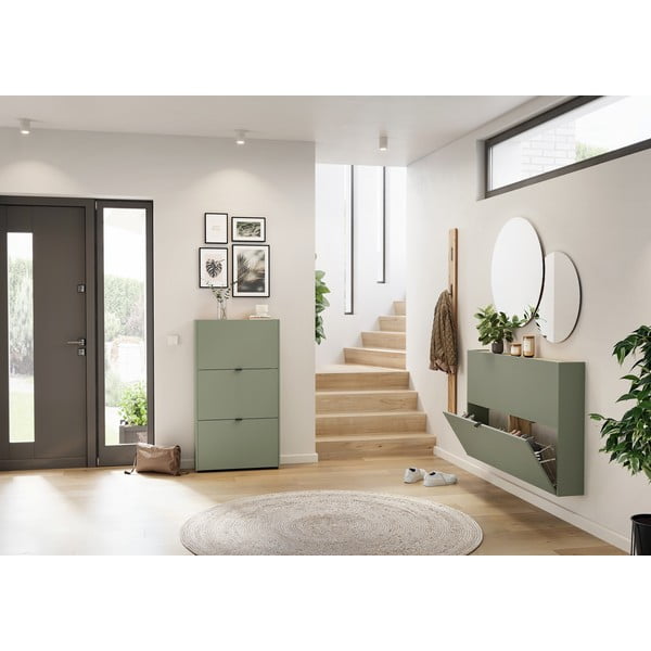 Szarobrązowa uchylna szafka na buty 71x127x22 cm Ameca – Germania-image-4