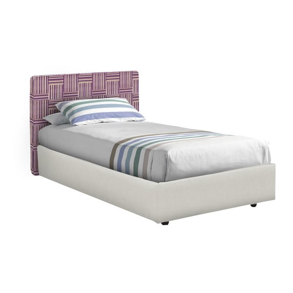 Biało-fioletowe łóżko jednoosobowe 13Casa Ninfea, 80x190 cm