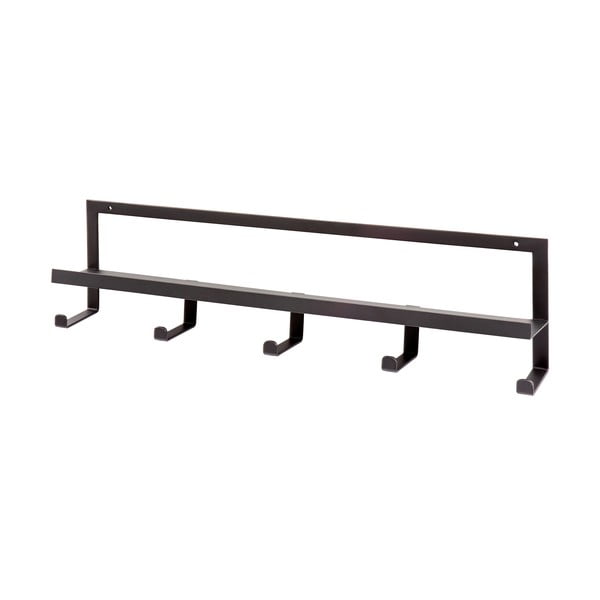 Czarny metalowy wieszak ścienny z półką Quinn – WOOOD-image-2