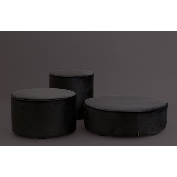 Czarny aksamitny puf WOOOD Sara, ⌀ 46 cm-image-1