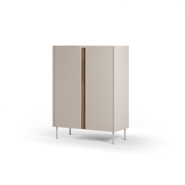 Kremowo-naturalna szafka w dekorze dębu 90x120x40 cm Lucile – Marckeric-image-4