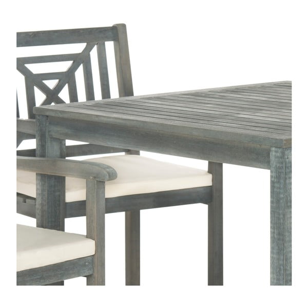 Szary zestaw stołu ogrodowego i krzeseł z drewna akacji Safavieh Riva-image-4