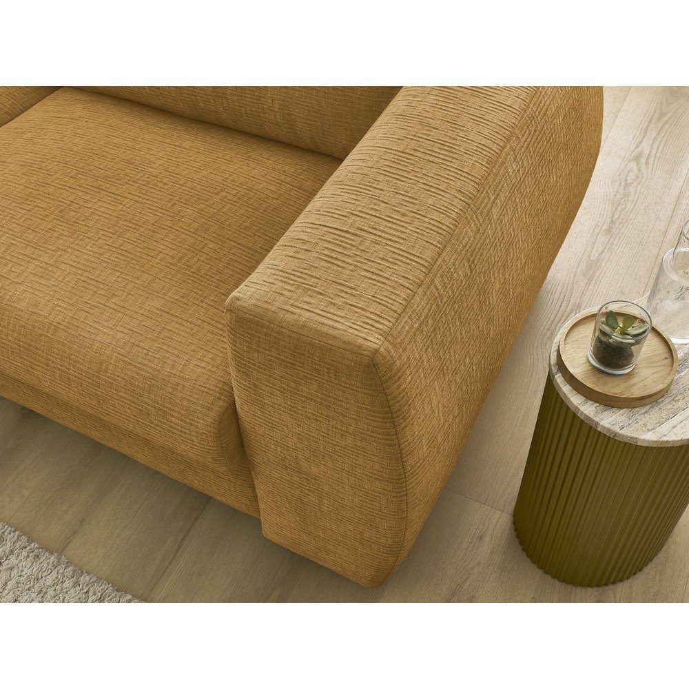 Musztardowa rozkładana sofa do spania z tkaniny szenilowej 220 cm Hugo – Bobochic Paris (zdjęcie 5)