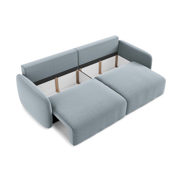 Niebieska aksamitna rozkładana/ze schowkiem sofa 238 cm Kalena – Makamii-image-4