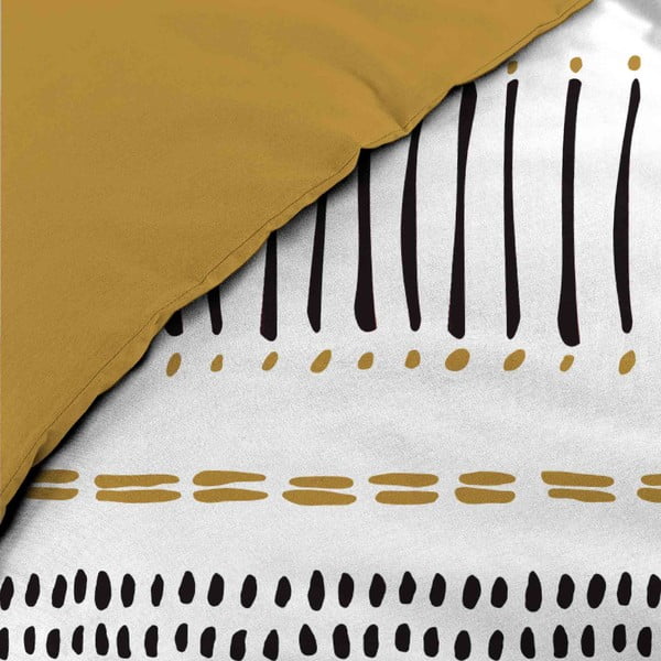 Musztardowo-biała bawełniana pościel dwuosobowa 240x220 cm Chicago – douceur d'intérieur-image-3