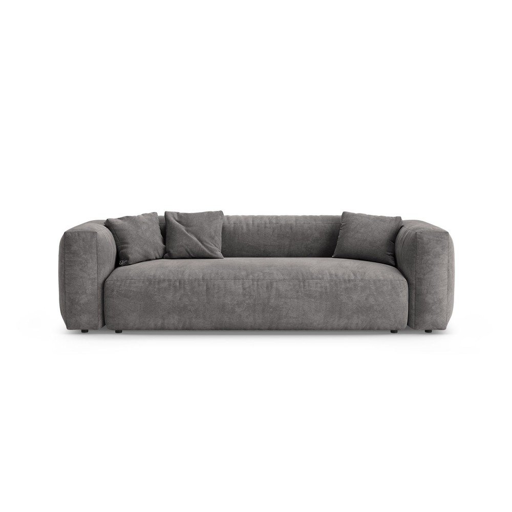 Szara aksamitna rozkładana sofa modułowa 264 cm Martina – Micadoni