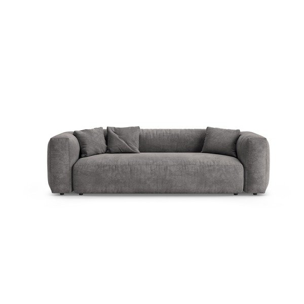 Szara aksamitna rozkładana sofa modułowa 264 cm – Micadoni 