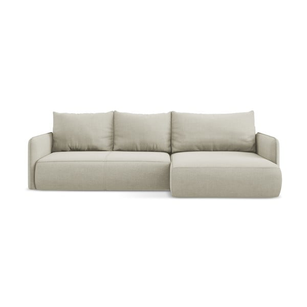 Kremowy rozkładany/ze schowkiem narożnik (prawostronny) Nanea – Makamii