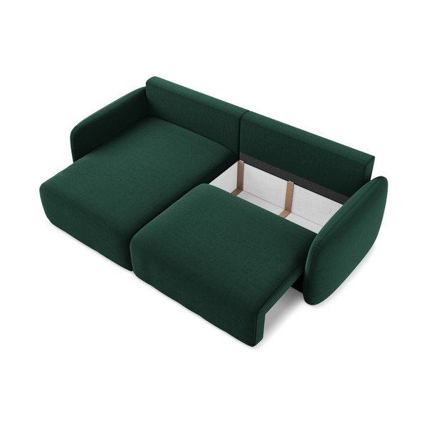 Ciemnozielony aksamitny rozkładany/ze schowkiem narożnik (lewostronny/z szezlongiem) Kalena – Makamii-image-4
