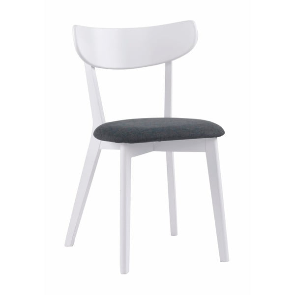 Białe krzesło do jadalni z szarym siedziskiem Folke Sanna