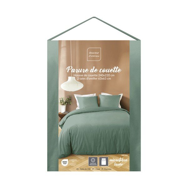Zielona pościel dwuosobowa z mikrowłókna 3-częściowa 240x220 cm Liam – douceur d'intérieur-image-1