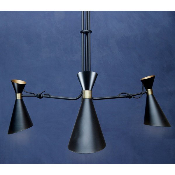 Czarna/w kolorze złota metalowa lampa wisząca z metalowym kloszem Linox – Premier Housewares-image-1