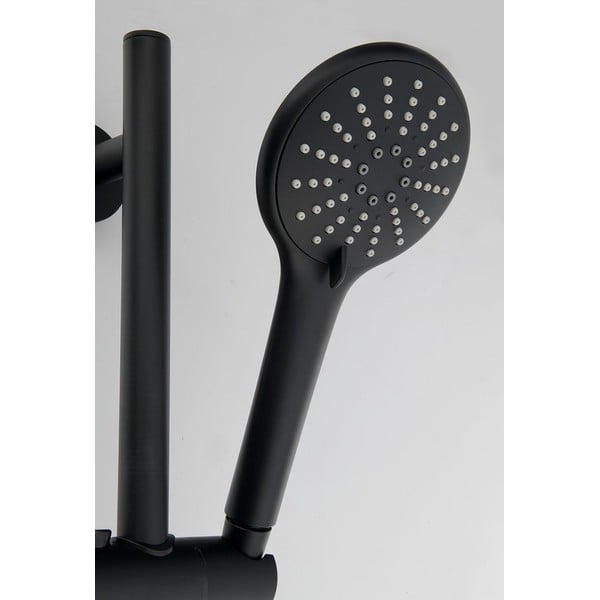 Zestaw prysznicowy z mosiądzu w kolorze matowej czerni ze słuchawką prysznicową i suwakiem 70 cm – Sapho-image-2