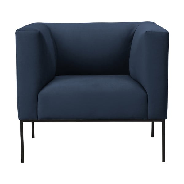 Ciemnoniebieski fotel z metalowymi nogami Windsor & Co Sofas Neptune