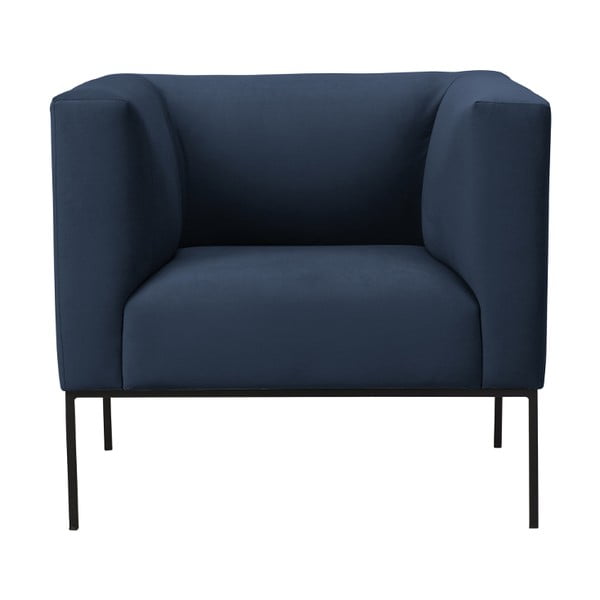 Ciemnoniebieski fotel z metalowymi nogami Windsor & Co Sofas Neptune