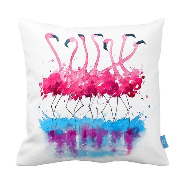 Poszewka na poduszkę we flamingi, 40x40 cm