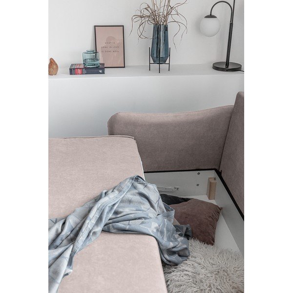 Beżowa aksamitna rozkładana sofa Miuform Tender Eddie-image-1