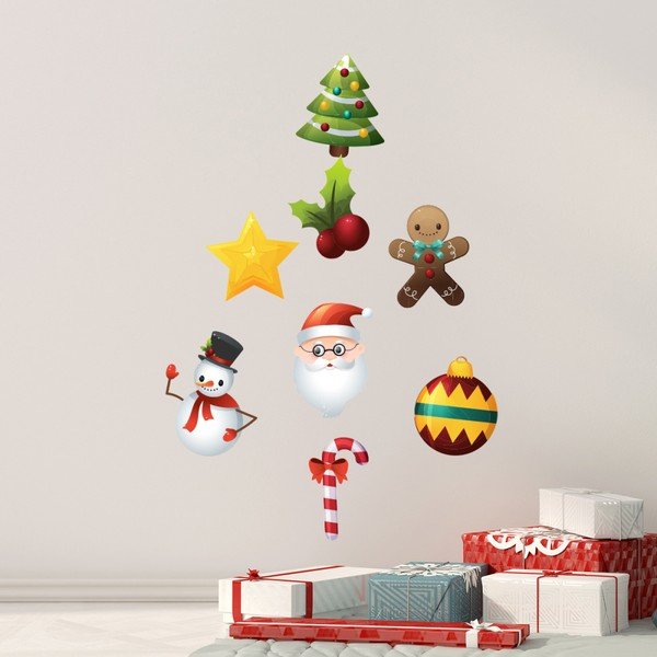 Zestaw 9 naklejek świątecznych Ambiance Santa Claus and Snowmen-image-1