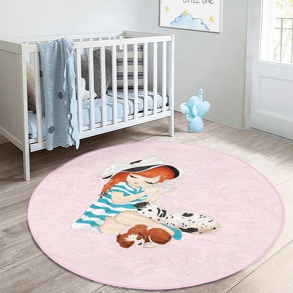 Różowy dywan dziecięcy ø 120 cm Comfort – Mila Home-image-4