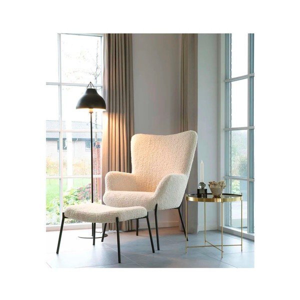 Kremowy podnóżek z imitacji futra Glasgow – House Nordic-image-1