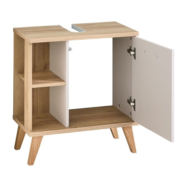 Kremowa szafka pod umywalkę w dekorze dębu 60,5x65 cm Quickset 966 – Pelipal-image-2