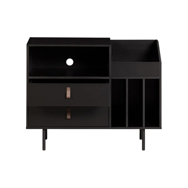 Czarna szafka na gramofon i płyty z drewna sosnowego 90x73 cm Jackson – WOOOD-image-2