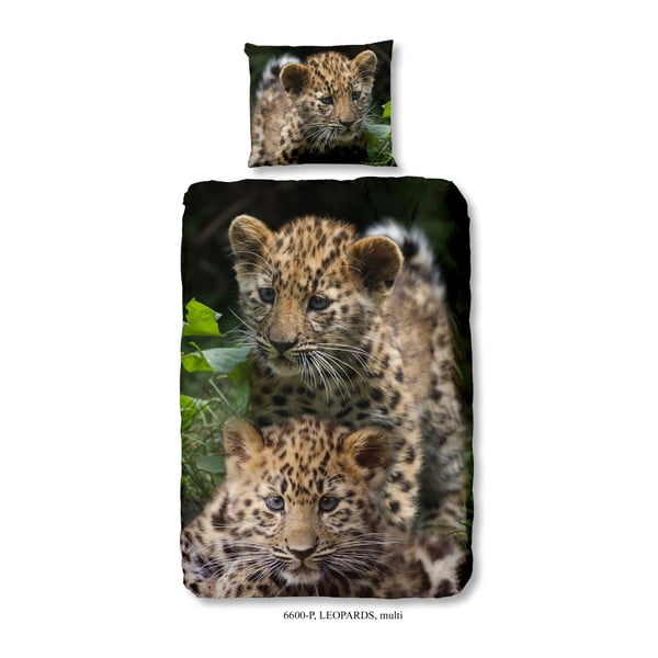 Dziecięca bawełniana pościel jednoosobowa Good Morning Leopards Multi, 140x200 cm