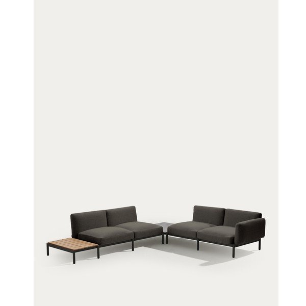 Ciemnoszara tapicerowana sofa ogrodowa (w kształcie litery L) Sorells – Kave Home