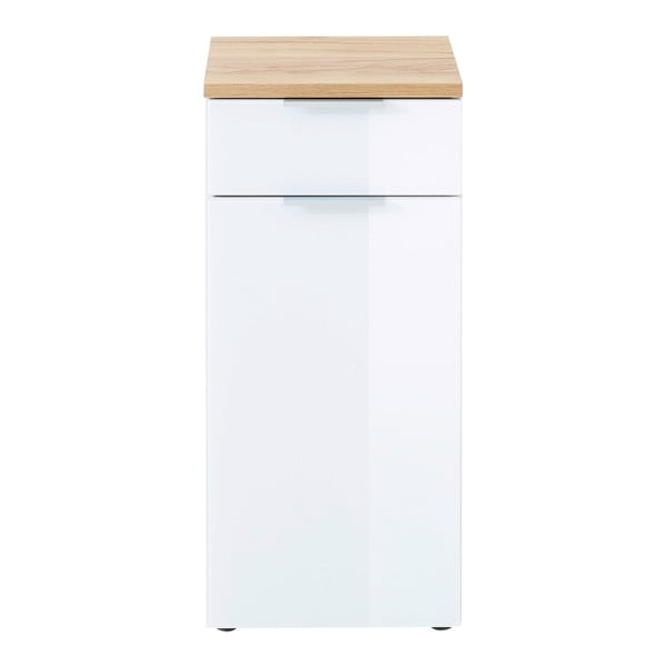 Biała niska szafka łazienkowa w dekorze dębu 39x86 cm Pescara – Germania