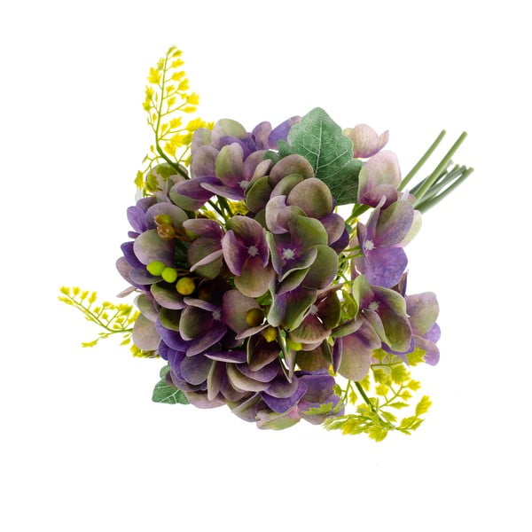 Fioletowy sztuczny kwiat dekoracyjny w stylu hortensji z paprocią Dakls