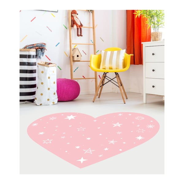 Różowy dywan dziecięcy Floorart Heart, 43x50 cm