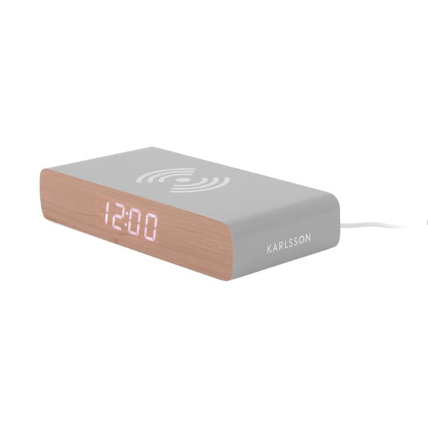 Budzik cyfrowy  z ładowarką bezprzewodową Retro Flat LED – Karlsson-image-1