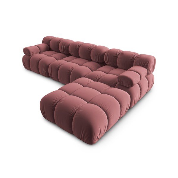 Różowy aksamitny narożnik Bellis – Micadoni Home-image-4