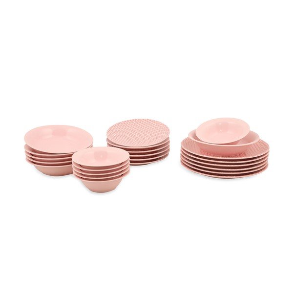 24-częściowy zestaw różowo-białych porcelanowych naczyń Kütahya Porselen Amelia-image-2