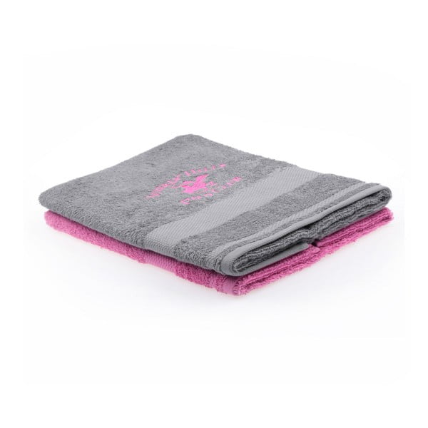 Zestaw szarego i różowego ręcznika Beverly Hills Polo Club Tommy Orj, 50x100 cm