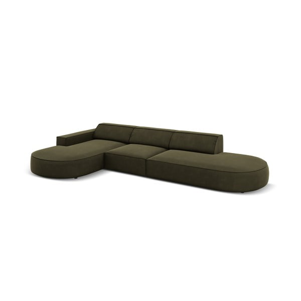 Zielony aksamitny narożnik (lewostronny) Jodie − Micadoni Home-image-3