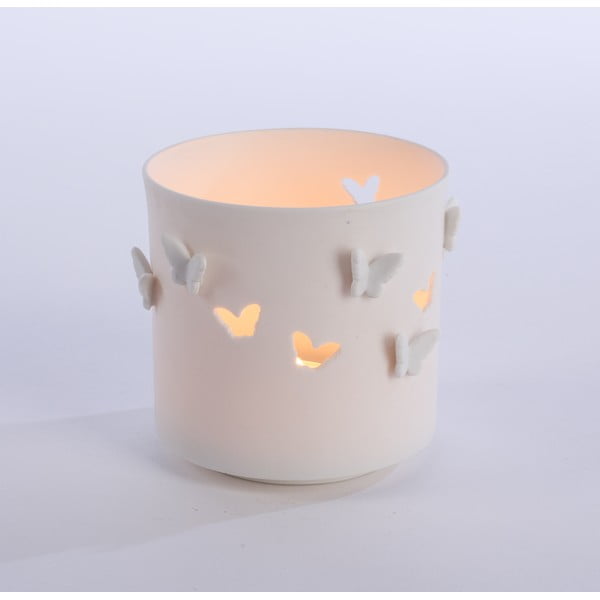 Porcelanowy świecznik Butterflies 9x9 cm, biały