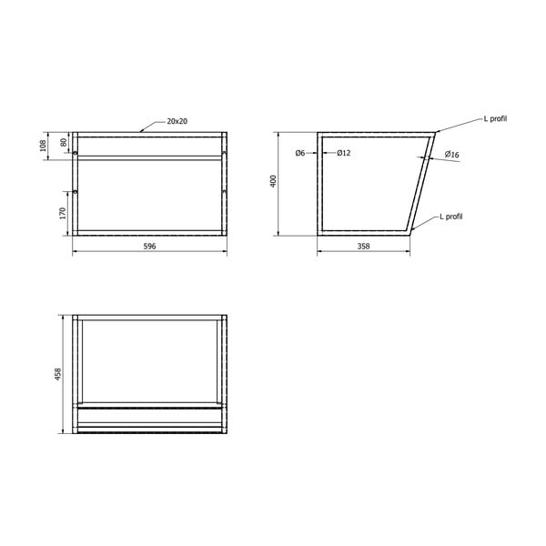 Biało-czarny stalowy wiszący stelaż pod umywalkę 60x40 cm Ska – Sapho-image-3