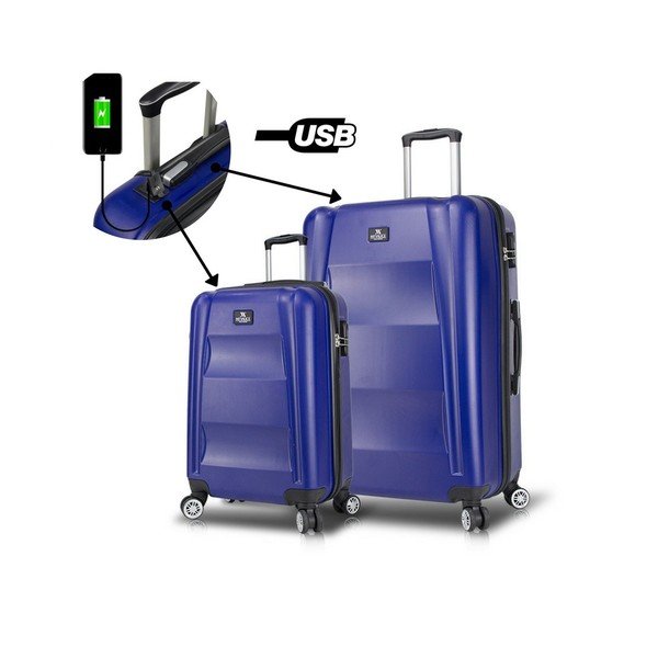 Zestaw 2 niebieskich walizek na kółkach z USB My Valice LASSO Cabin & Large-image-1